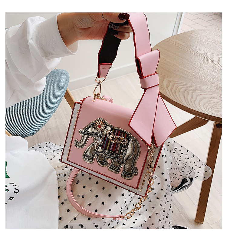 Túi cảm giác cao cấp nữ nước ngoài 2019 mới thêu nơ nhỏ túi voi in chuỗi xách tay Messenger túi thủy triều - Túi xách nữ balo da nữ