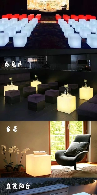 LED thanh khối vườn ánh sáng bàn ghế đơn giản đồ nội thất bàn cà phê ngoài trời không thấm nước vuông phân ánh sáng ban đêm - Giải trí / Bar / KTV bàn đứng quán bar