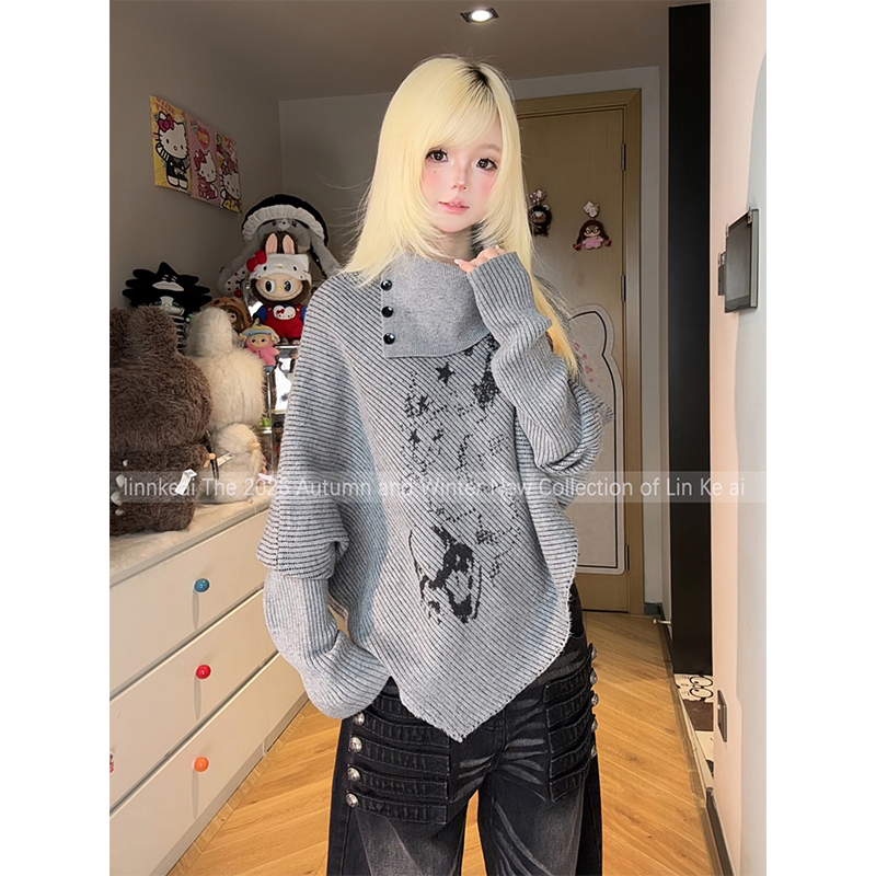 Rin Cute Autumn/Winter New Irregular Cape Sweater for Women, Niche Lazy Versatile Knitted Top Rin Cute Autumn/Winter New Irregular Cape Sweater for Women, Niche Lazy Versatile Knitted Top