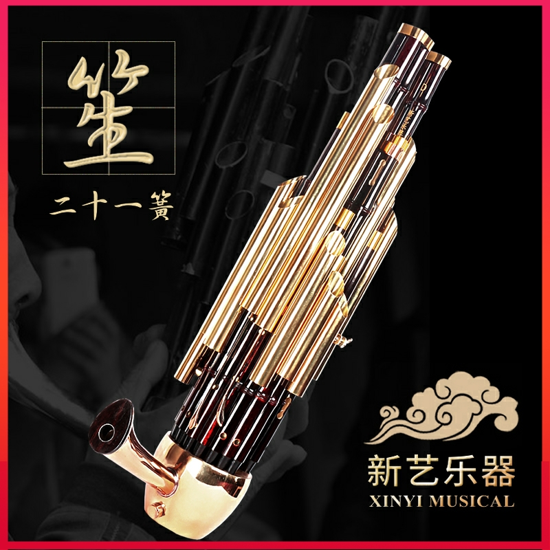 New art Exquisite plus key amplification 21 reed sheng musical instrument daquan round sheng repair sheng gong sheng instrument sheng bag beginner