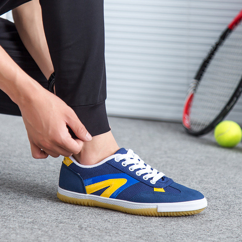 Pull back casual shoes low-top lace-up student training shoes beef tendon bottom non-slip flat bottom table tennis shoes