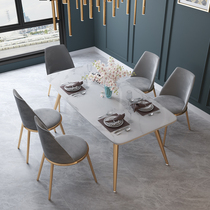 European simple marble dining table and chair light luxury art style