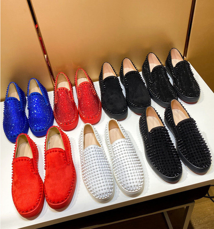 European Station A.C. L Men's shoes Low Gang One Foot Pedal Summer Water Drill Woman Red Bottom Rivet Sleeve Foot Genuine Leather Lefu Single Shoe Tide-Taobao