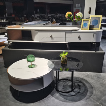 Rock Plate Tea Table TV Cabinet Combination Swivel Round Modern Minima White Light Luxury Home small family Type ins Nordic