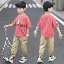 Childrens suit Boys trendy cool 2021 summer thin net red suit Foreign style boys cool summer clothes fried street childrens clothing