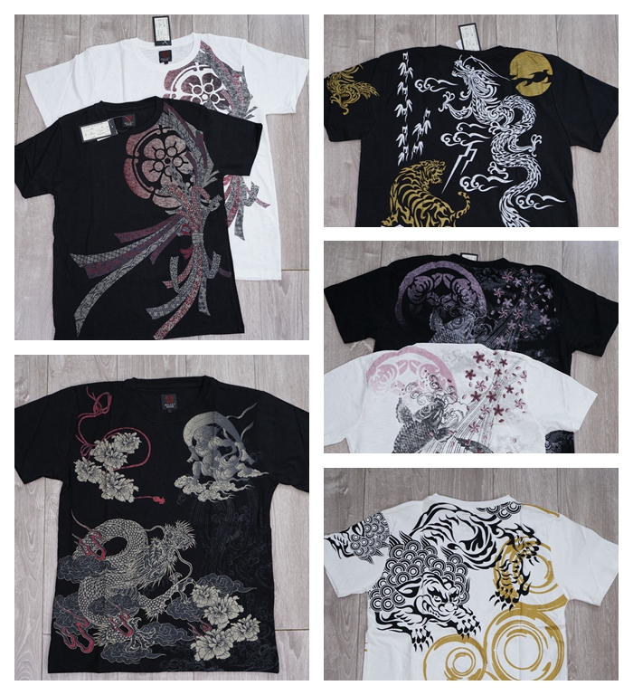 Japanese summer tide men's cotton short-sleeved T-shirt ethnic style Ukiyo-e half-sleeved T-shirt retro slub yarn Chinese style