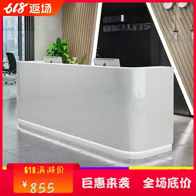 Company white paint front desk curved reception desk beauty salon cashier counter office bar service desk custom