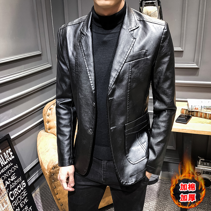 Mùa thu / đông nam da áo khoác áo khoác Hàn Quốc phiên bản của cơ thể của tuổi trẻ PU đầu máy trẻ da áo khoác áo khoác sinh viên