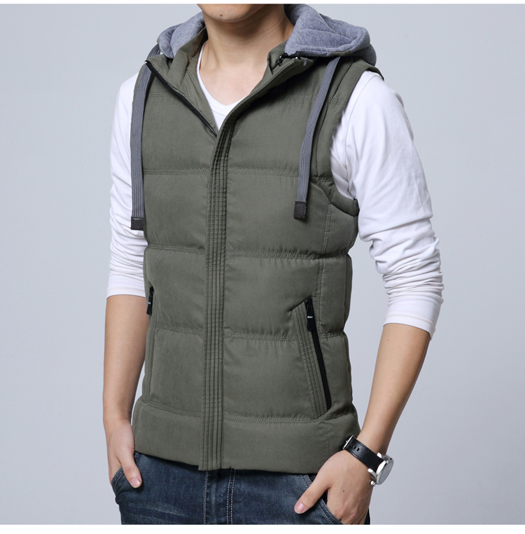 Mùa xuân của Nam Giới Trùm Đầu Bông Áo Khoác Không Tay Vest Bông Slim Slim Tank Top Casual Thanh Niên Vest Triều Áo Khoác