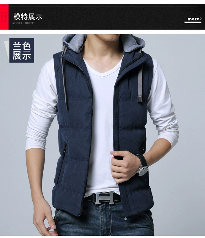 Mùa xuân của Nam Giới Trùm Đầu Bông Áo Khoác Không Tay Vest Bông Slim Slim Tank Top Casual Thanh Niên Vest Triều Áo Khoác