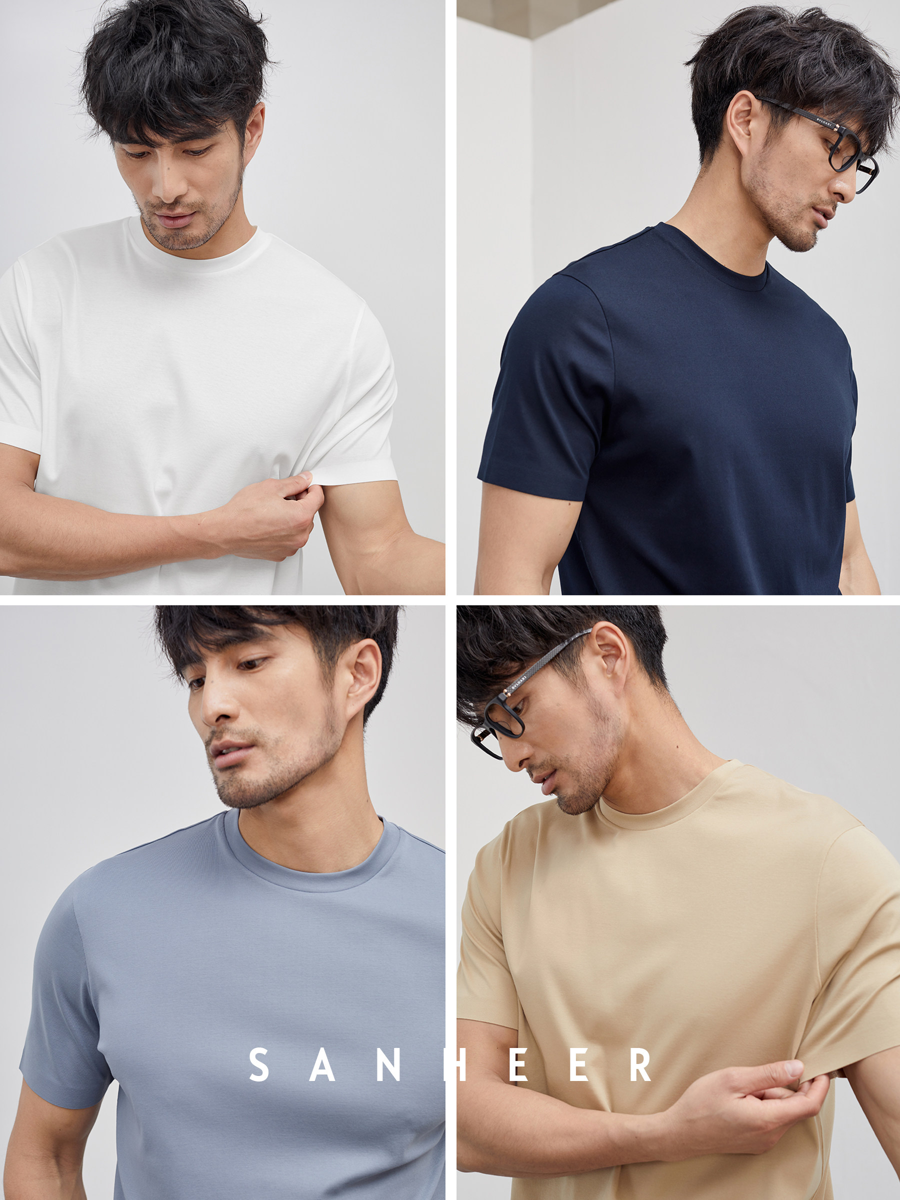 Summer BI Entrance 100 Hitch Base Style Undershirt Strong Twist Thread Fabric Men Round Collar Short Sleeve T-shirt DAT840