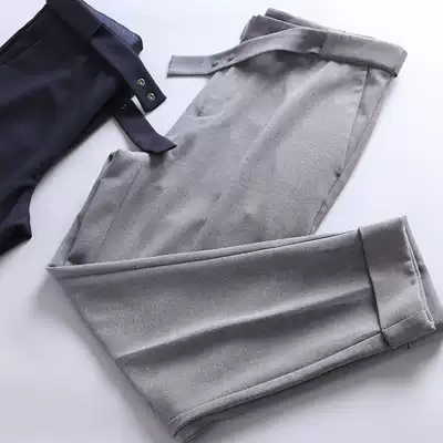 High-end Japanese hanging fabric belt design all-match men's loose straight pants casual pants DBL858