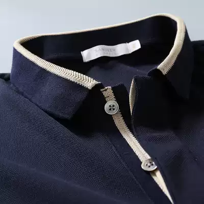 Summer elegant gentleman fixed spinning PIMA cotton bead ground material business men's lapel short-sleeved T-shirt men's DAT746