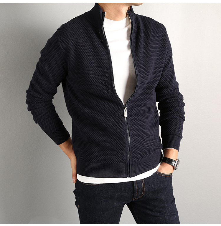 Kinh doanh thanh lịch 95% cotton 5% cashmere dứa kim thủ công nam cardigan áo len áo len áo DAZ385