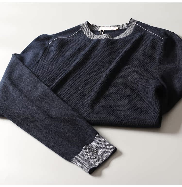 Người đàn ông Ý cao cấp tinh khiết cashmere sợi người đàn ông vòng cổ áo len cashmere áo len áo len daz405