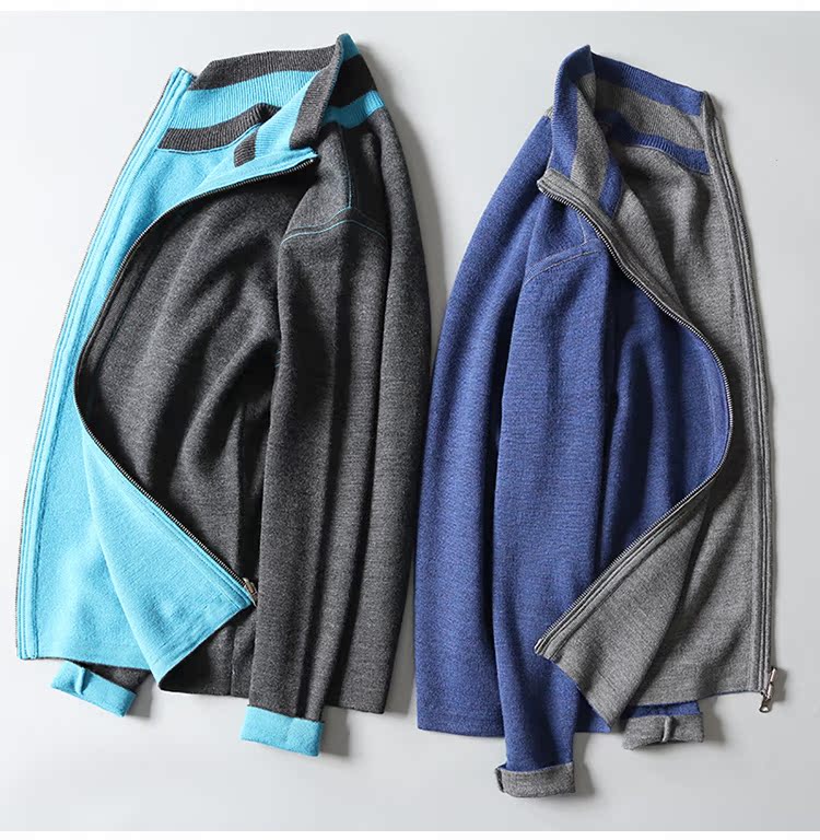 Thanh lịch hai mặt cao cấp đầy đủ sợi len Áo len nam đan áo len len áo khoác DAZ454 áo hoodie nam form rộng