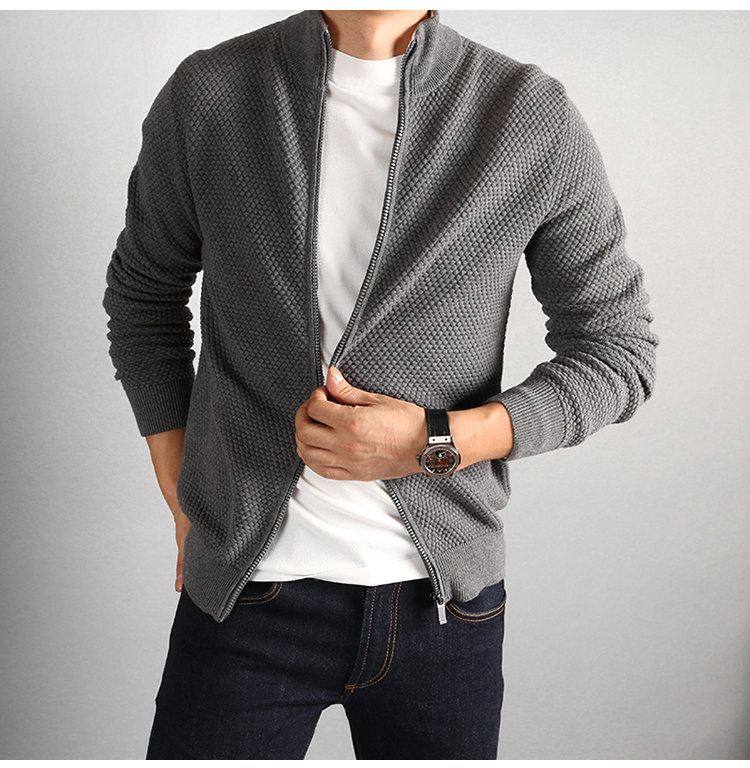 Kinh doanh thanh lịch 95% cotton 5% cashmere dứa kim thủ công nam cardigan áo len áo len áo DAZ385