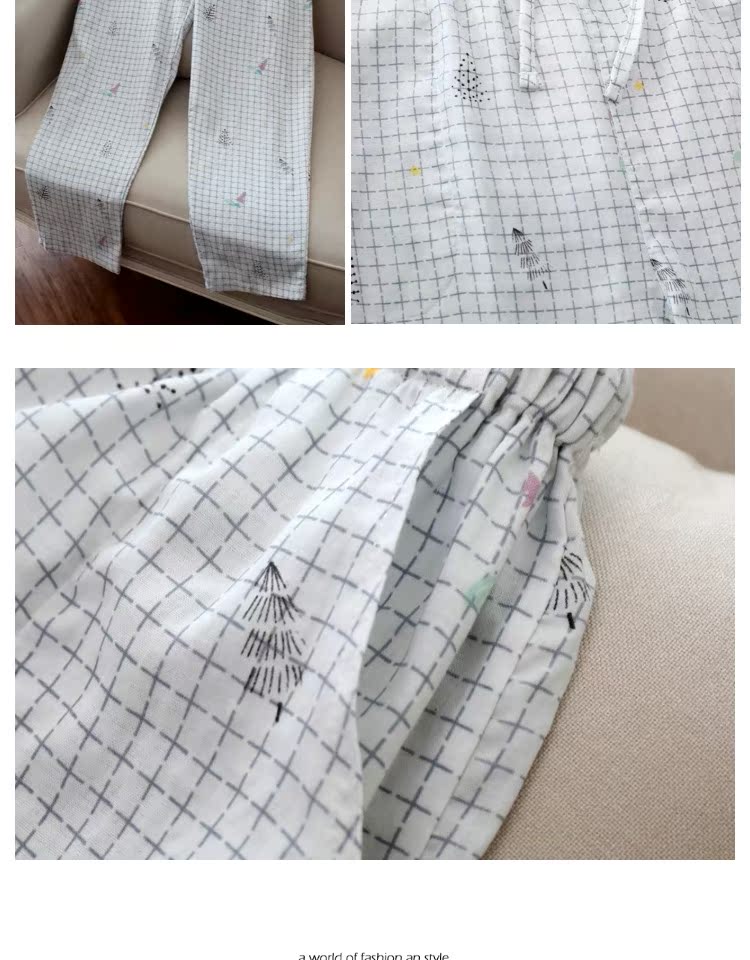 Quần kẻ sọc nam cotton mùa hè gạc đôi quần cotton mỏng phần rất thoáng khí mát quần quần thể thao nam
