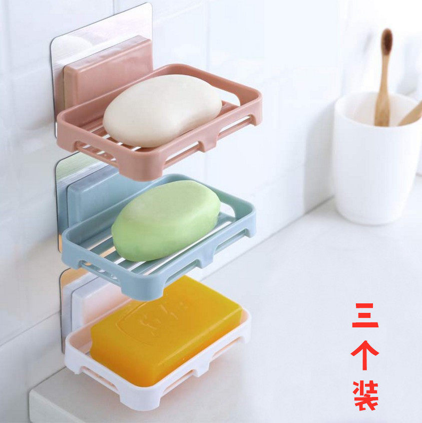 No holes in the bathroom soap rack toilet strong non-trace single layer of asphalt shelves soap box soap box