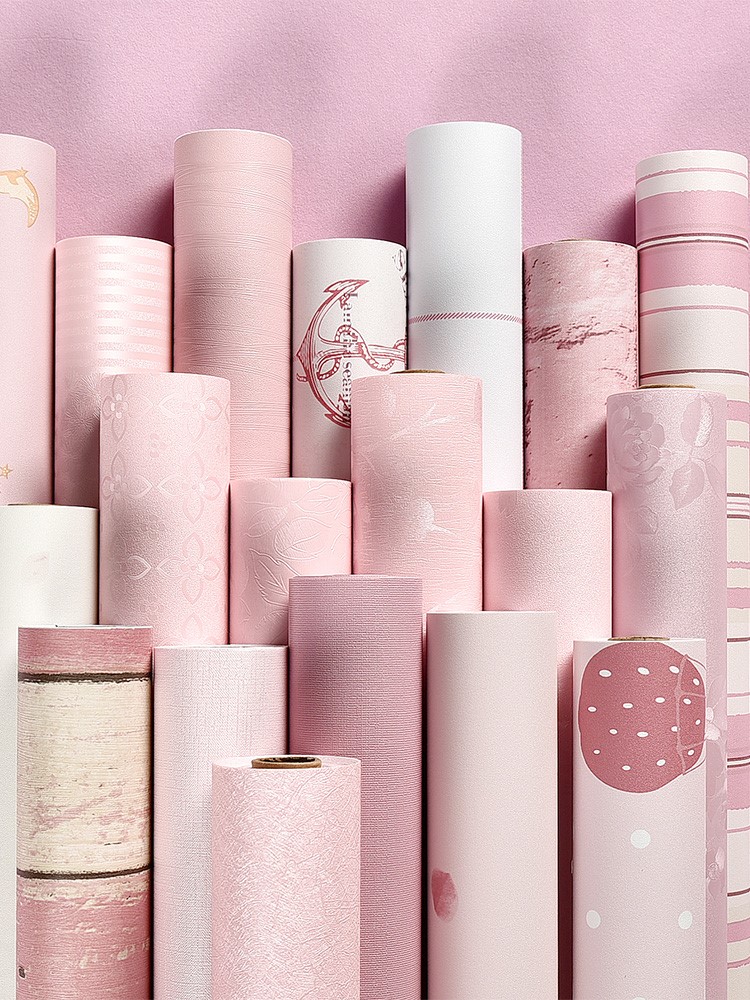 Bedroom wallpaper 2021 new master bedroom self-adhesive home net red dormitory college student pink girl waterproof wallpaper