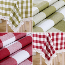 Table cloth Fabric Plaid light luxury coffee table cloth Rectangular desk tablecloth Cotton and linen square retro striped tablecloth