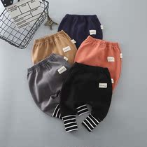 Baby big ass pants pp pants Mens and womens baby striped elastic waist and foot pants Spring and autumn childrens pants