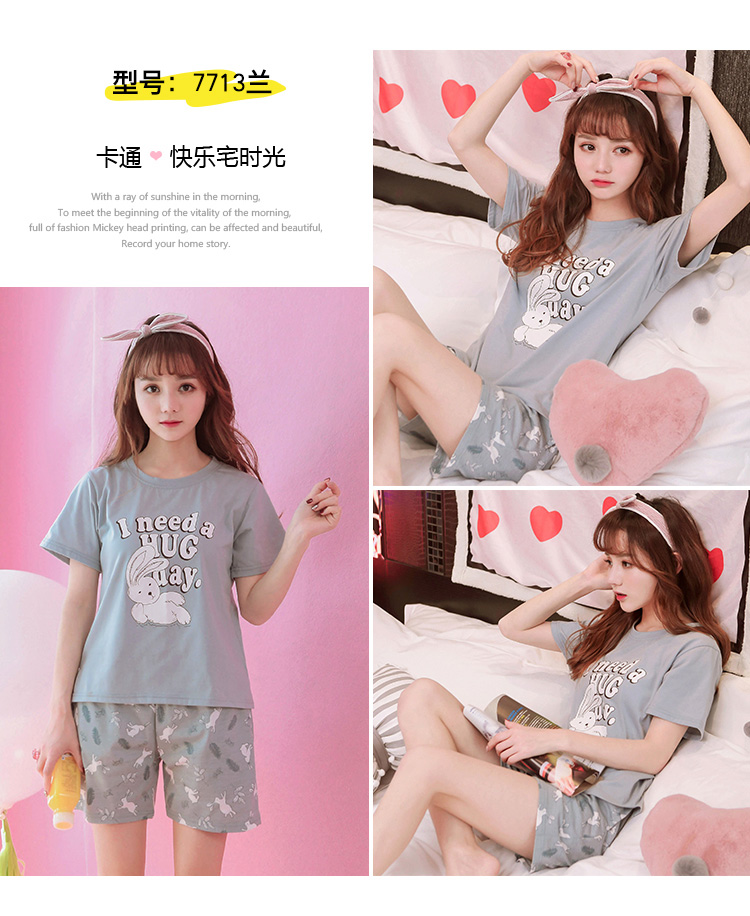 Nam cực nữ mùa hè đồ ngủ cotton ngắn tay quần short Hàn Quốc phiên bản của các cô gái dễ thương bông giản dị dịch vụ nhà phù hợp với