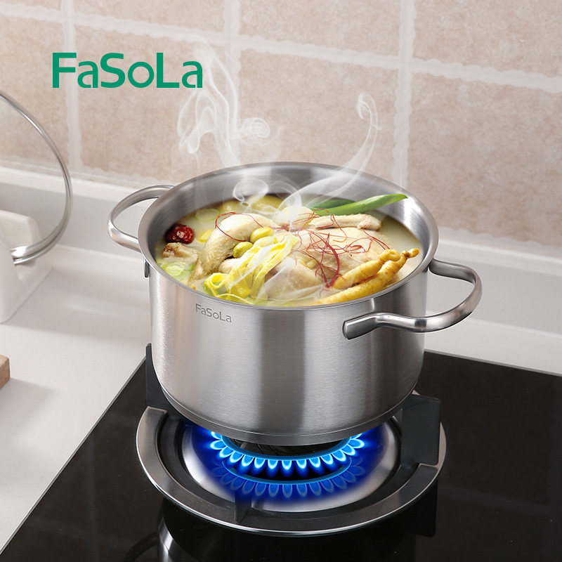 Soup pot 304 stainless steel home thickened cooking pot single handle double-ear saucepan small soup pot gas induction cooker universal