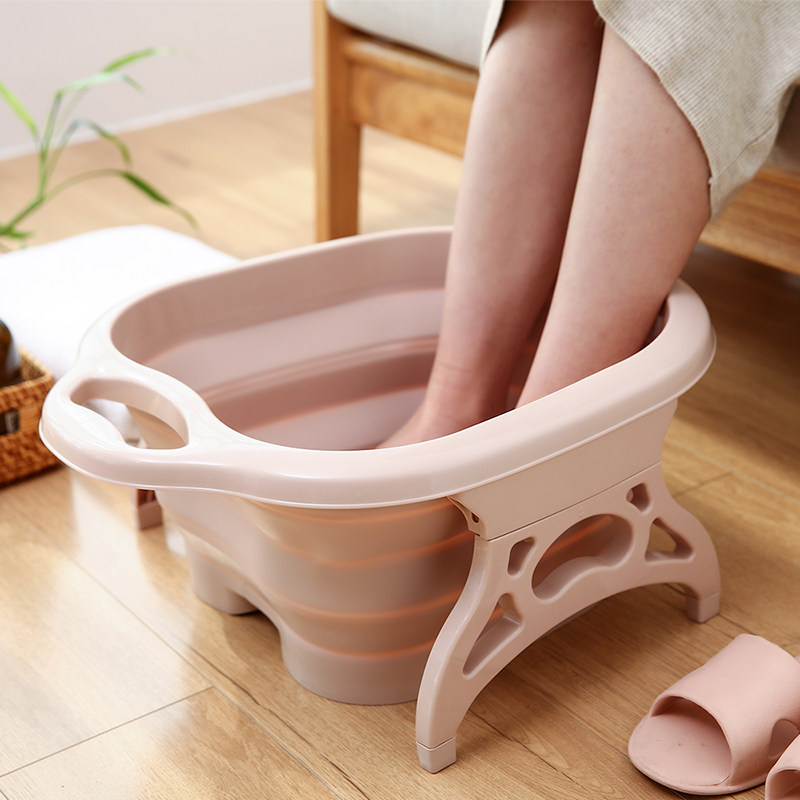 Home Passable Fold Foam Foot Basin Female Plastic Basin Thickened Dorm Foam Foot Bucket Portable Deep Adult Reflexology