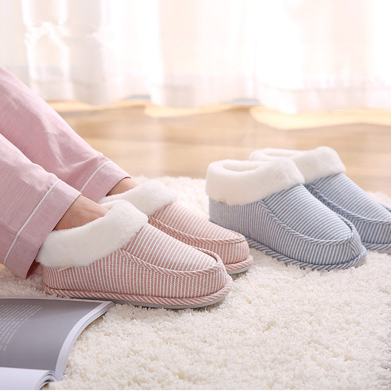 Fashion Cotton Slippers Home Indoor Winter Nordic Style Thickening Brief Wind Home Non-slip Plus Suede Cute Bag Heels