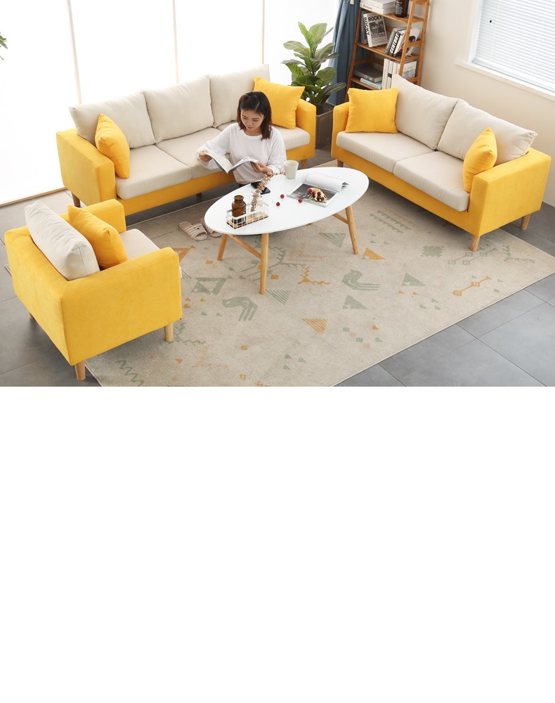 Căn hộ nhỏ vải sofa hiện đại tối giản phụ nữ cửa hàng quần áo mạng đỏ cho thuê nhà ở phòng khách kinh tế phòng thu - Ghế sô pha sofa gỗ nguyên khối