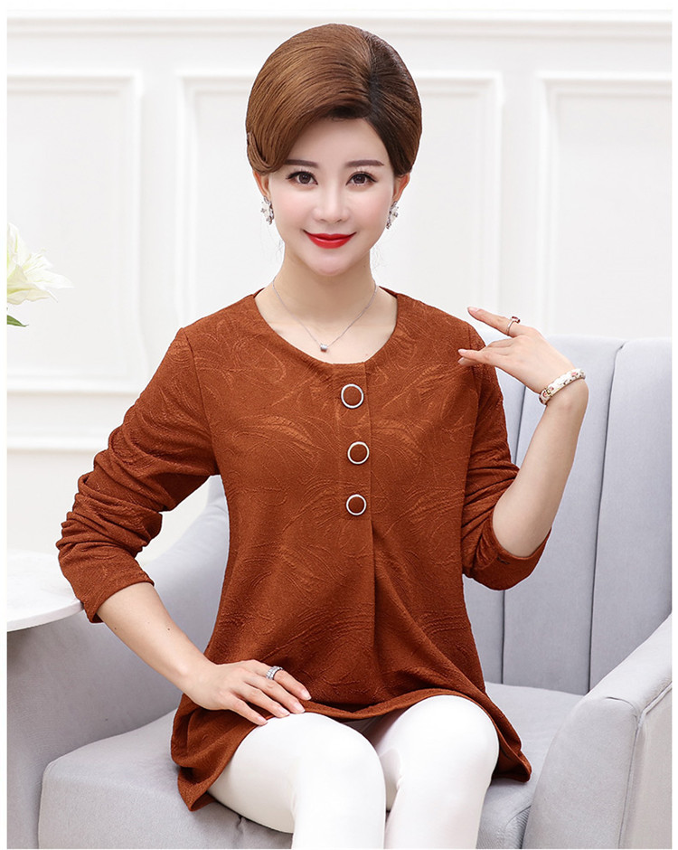 Phụ nữ trung niên mùa xuân và mùa thu đầm mẹ béo cộng với phân bón XL đáy áo mới áo thun dài tay 200 kg váy cho người trung tuổi