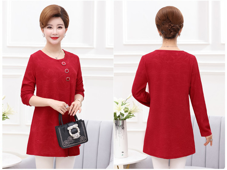 Phụ nữ trung niên mùa xuân và mùa thu đầm mẹ béo cộng với phân bón XL đáy áo mới áo thun dài tay 200 kg váy cho người trung tuổi