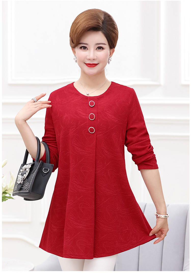 Phụ nữ trung niên mùa xuân và mùa thu đầm mẹ béo cộng với phân bón XL đáy áo mới áo thun dài tay 200 kg váy cho người trung tuổi