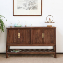 New Chinese style porch cabinet solid wood old elm furniture side cabinet walnut color tea side cabinet tea cabinet solid wood foyer cabinet