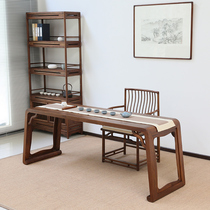 Hongting new Chinese style desk painting case black walnut furniture calligraphy and painting case calligraphy and painting table solid wood Zen table old elm