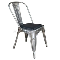 Столовый кресло с высоким спином, железный оригинальный цвет, поверхность железного сиденья + кожаная подушка, кожаная подушка.