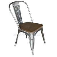 Столовый кресло с высоким спином, железный оригинальный цвет, деревянная поверхность сиденья, деревянные ноты цвета поверхности