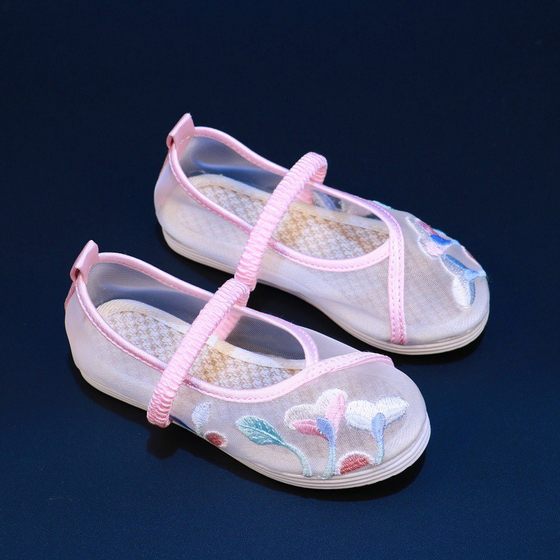 Children's embroidered shoes, women's summer mesh straps, ethnic style retro sandals with Hanfu shoes, girls' spring and summer super fairy