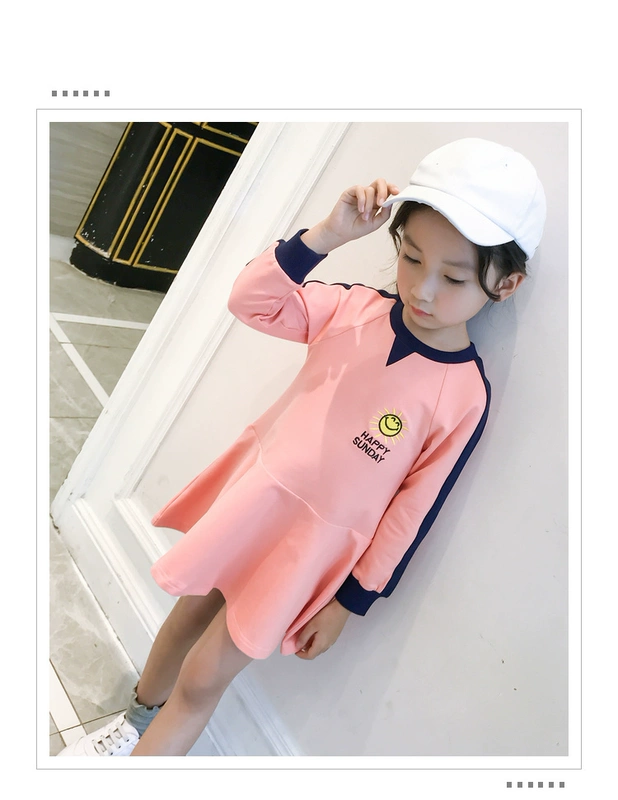 Váy bé gái mùa thu 2018 quần áo trẻ em mới cho bé gái váy dài tay giản dị đầm be gái 4 tuổi
