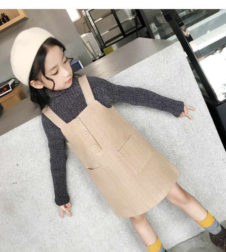 Váy bé gái mùa thu và váy quai mùa đông 2018 mới cho bé váy len trong bé trai phiên bản Hàn Quốc của váy vest biển vay dam mua he