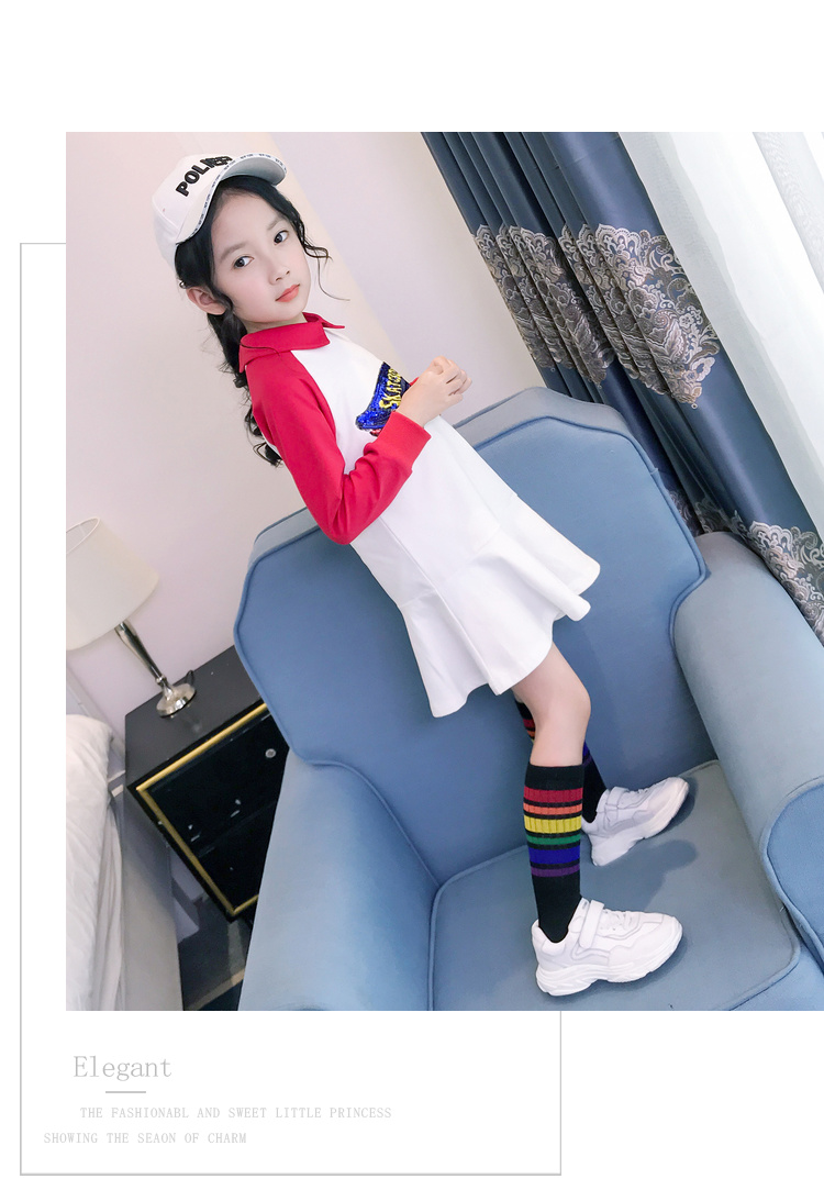 Váy bé gái mùa thu 2018 quần áo trẻ em mới lớn trẻ em thủy triều Hàn Quốc giản dị áo len dài tay váy trẻ em váy công chúa bé gái