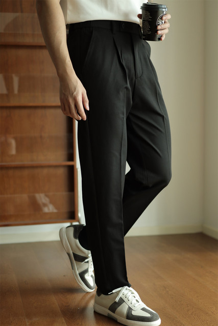 ຜູ້ຊາຍ YUXIAN Yuxian Pants ບາດເຈັບແລະຫຼຸດລົງຄວາມຮູ້ສຶກຊື່ Casual ຫຼຸດລົງຄວາມຮູ້ສຶກເກົ້າຈຸດ Pants ເຫມາະສົມ Pants ເລັກນ້ອຍ elastic ຕ້ານ Wrinkle ຕາມລະດູການ