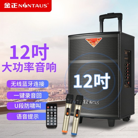 Jinzheng N86 Square Dance Audio Outdoor Speaker Mobile Portable Trolley Bluetooth Speaker Portable Subwoofer