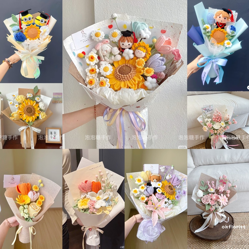 Hand-Knitted Sunflower Bouquet Finished Product, Crochet Yarn Flowers, a Gift for Best Friend or Girlfriend during Graduation Season, a Gift That Will Never Wither Hand-Knitted Sunflower Bouquet Finished Product, Crochet Yarn Flowers, a Gift for Best Friend or Girlfriend during Graduation Season, a Gift That Will Never Wither