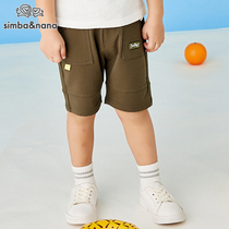 Simbana childrens shorts summer 2021 new childrens baby pants knitted army green five-point pants