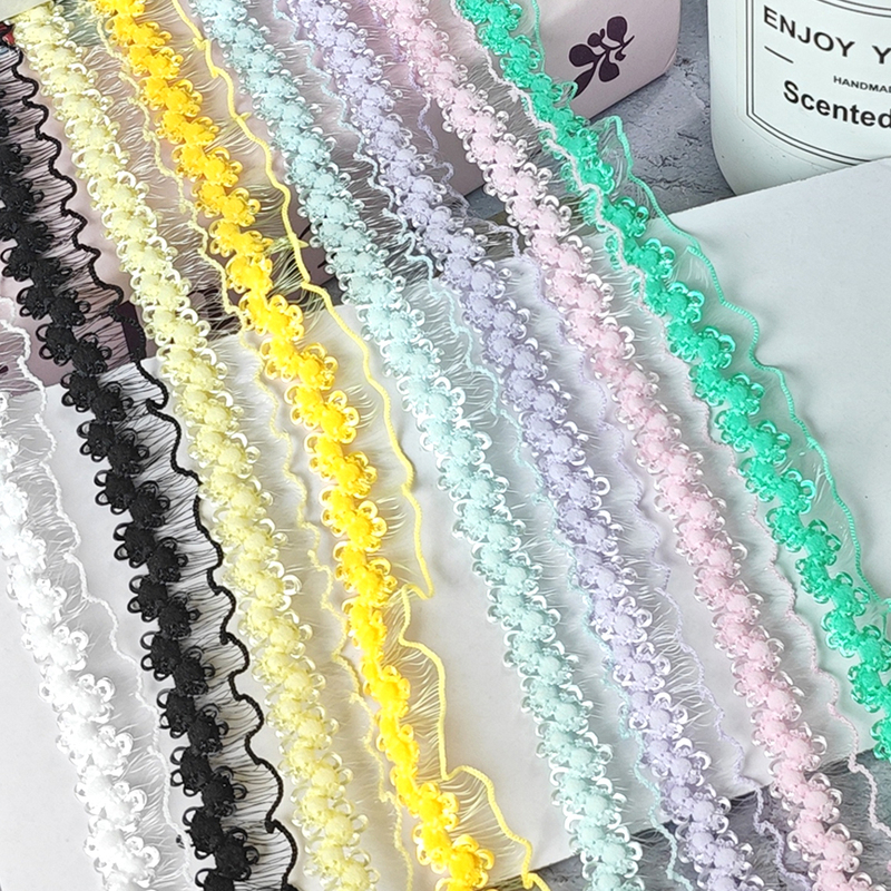 1.5cm Single-Sided Fishnet Elastic Glass Fiber Hollow Lace Trim Fabric DIY Handmade Doll Clothes Accessories