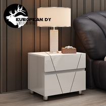  Modern bedroom paint bedside table two-drawer locker Silver hardware foot bedside cabinet fashion simple two-drawer cabinet