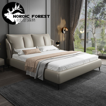 Italian Minimalist Genuine Leather Bed Modern Minimalist Master Bedroom Nordic Light Extravaganza Red 1 8 m Bed Soft Bag Double Bed Wedding Bed