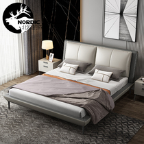 Bed Nordic minimalist leather beds Double beds genuine leather 1 8 m main sleepers Wedding Bed Light Luxury Modern 1 5 Storage Soft Bag Large Bed
